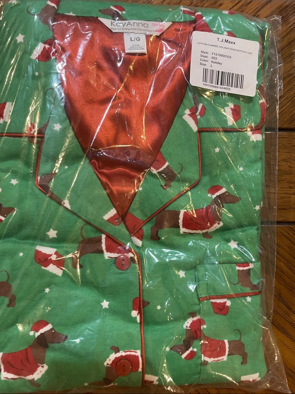 Adorable cotton 2 piece flannel dachshund themed dachshund pajama top & pant set